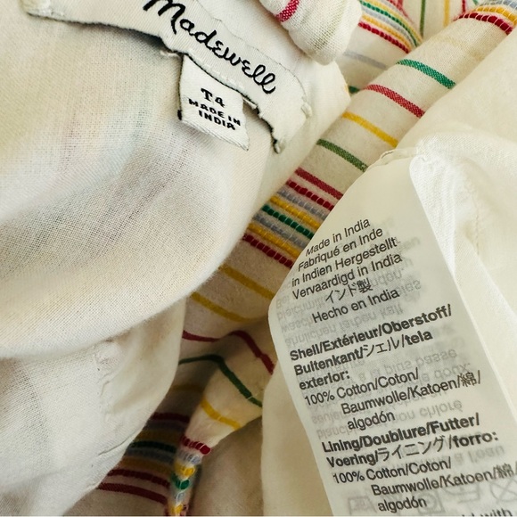 Madewell Button Back Tiered Rainbow Stripe Dress Size 4 Tall - Picture 11 of 11